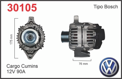 Alternador Ford F100/Cargo 12V 95A Ventilado CUMMINS