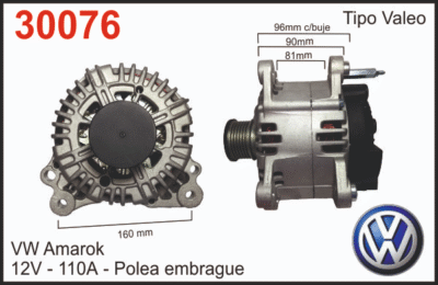 Alternador VW Amarok 12V 100A C-R Valeo