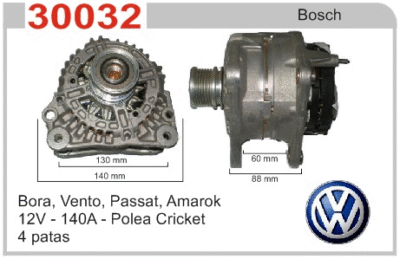 Alternador VW Gol 12V 120A Criquet Bosch