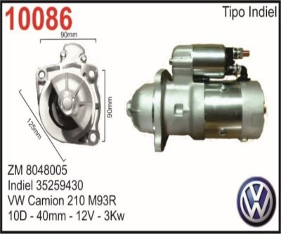 Arranque Indiel M93R 12V para Camión Agrale/VW